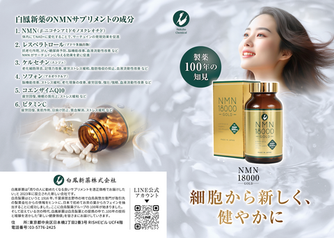 NMN 18000-GOLD|コエンザイムQ10・ビタミンC・レスベラトロール・ケルセチン・ソフォン(※送料無料)